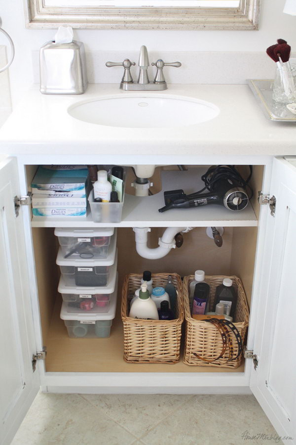 Organize Under Kitchen Sink
 Creative Under Sink Storage Ideas Hative
