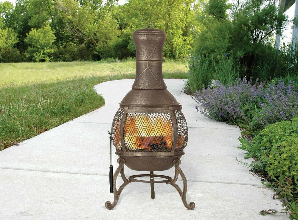 Outdoor Fireplace Or Fire Pit
 Cast Iron Backyard Outdoor Chiminea Fire Pit Fireplace
