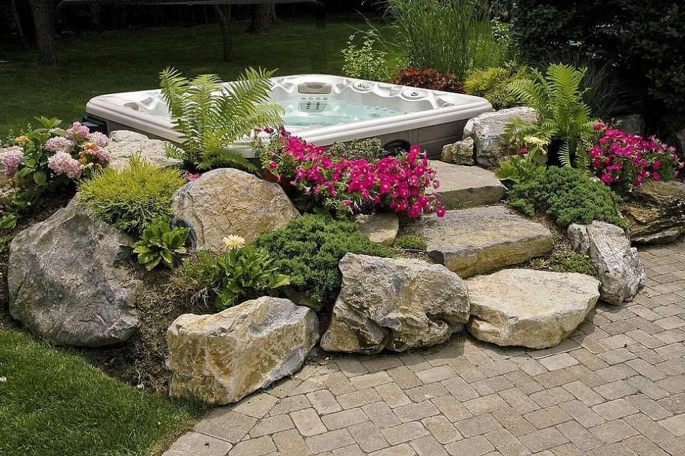 Outdoor Hot Tub Landscaping Ideas
 Do you like this built in look for a hot tub surround