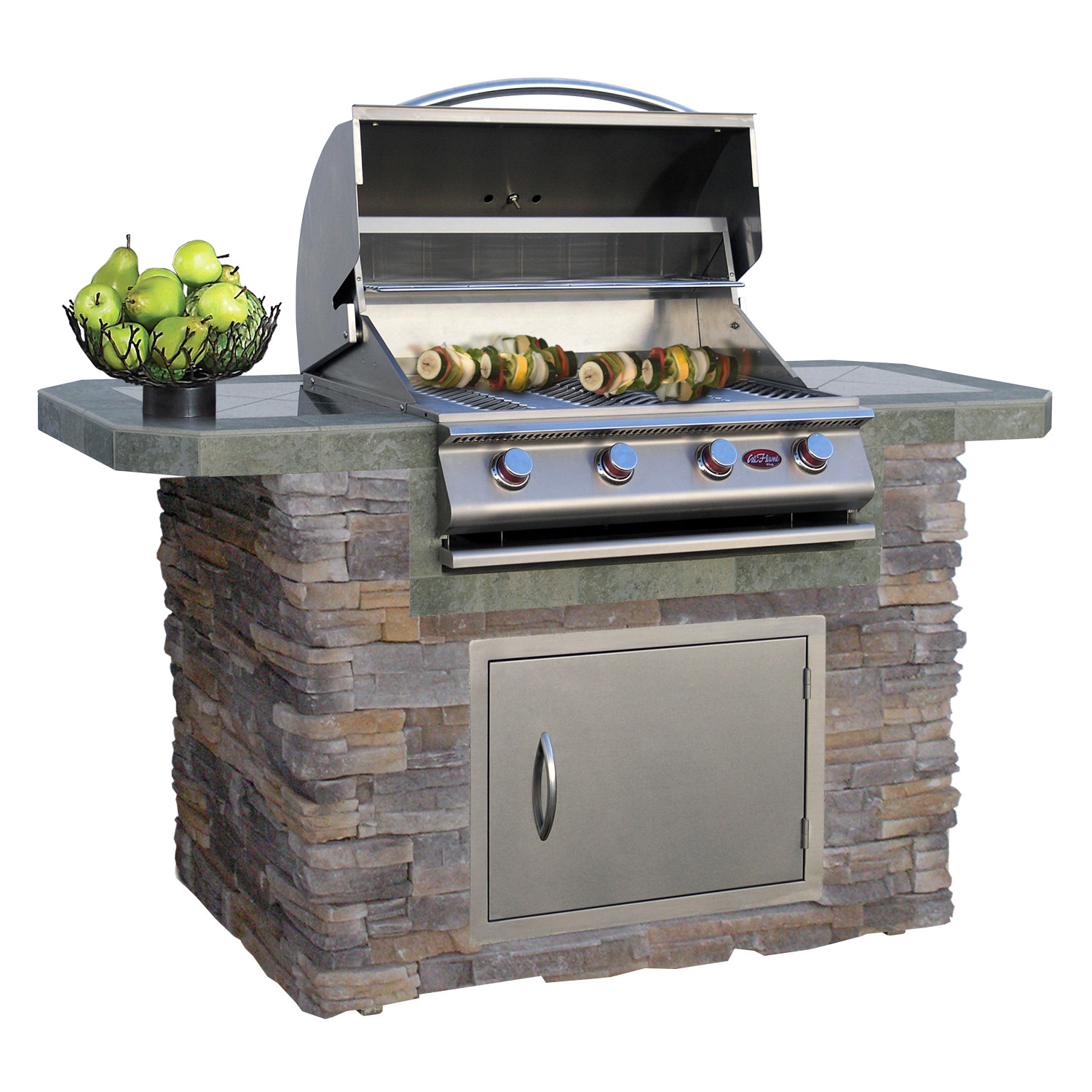 Outdoor Kitchen Gas Grills
 Cal Flame 6 Natural Stone and Tile Grill Island with 4