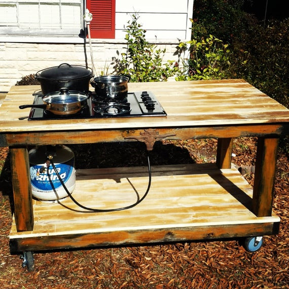 Outdoor Kitchen Stove
 Items similar to Outdoor Propane Cooktop BBQ Canning Table