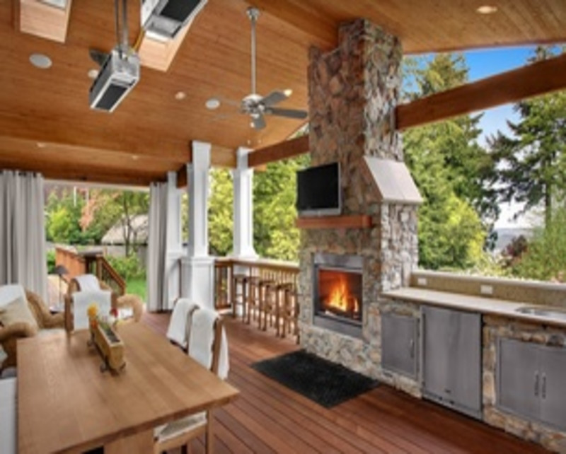 Outdoor Kitchen With Fireplace Designs
 Indoor porches ideas for organizing small spaces space