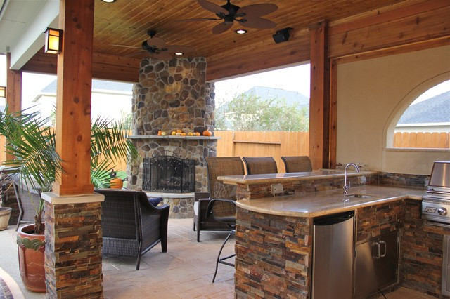 Outdoor Kitchen With Fireplace Designs
 Outdoor Kitchens and Fireplaces Contemporary Patio