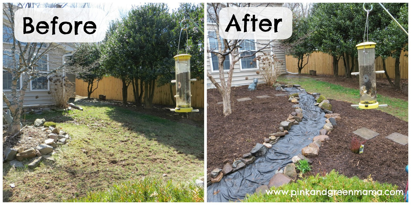 Outdoor Landscape Before And After
 the art photo DIY Backyard Makeover on a Bud with