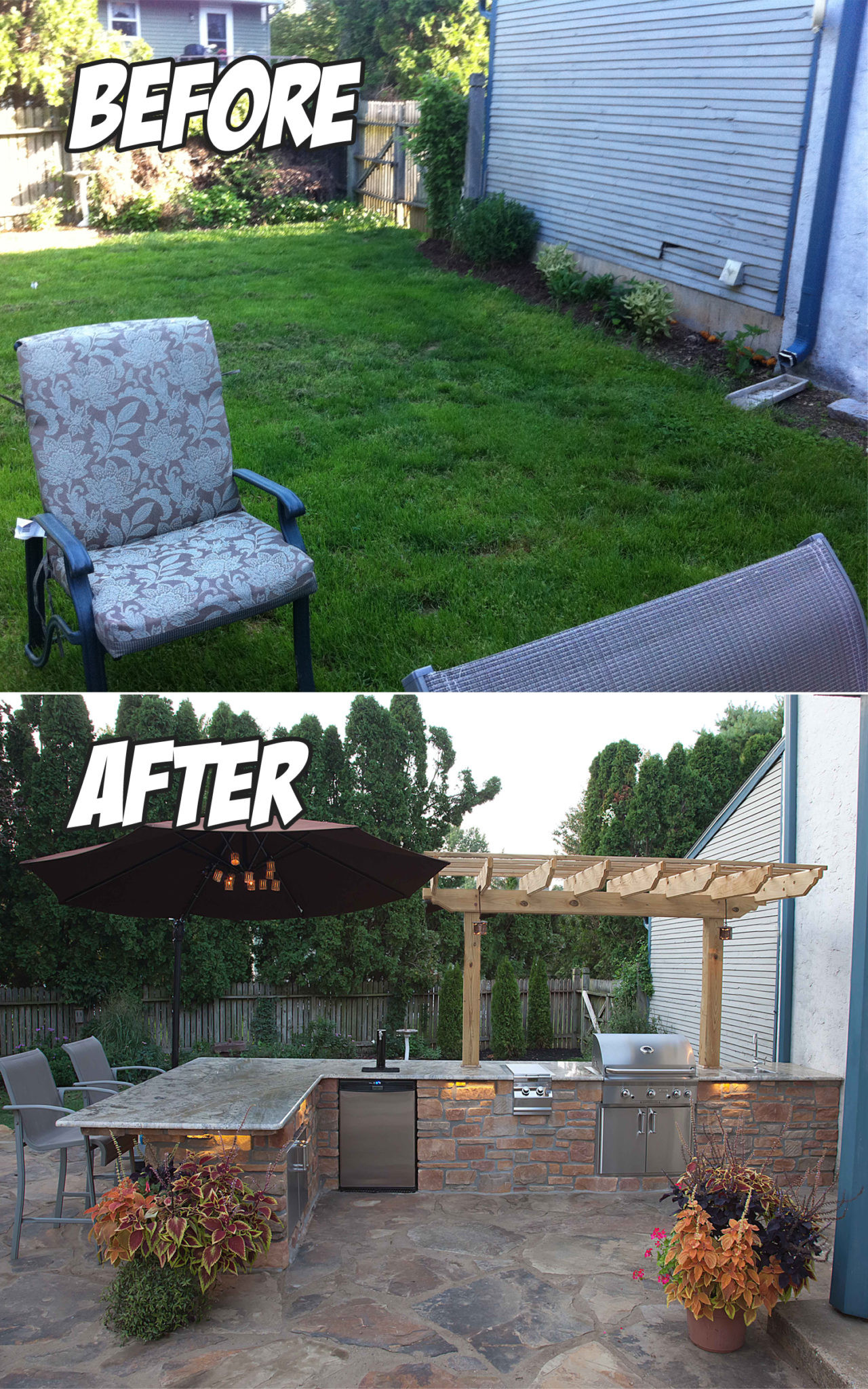 Outdoor Landscape Before And After
 Outdoor Kitchen Lancaster PA Before & After C E