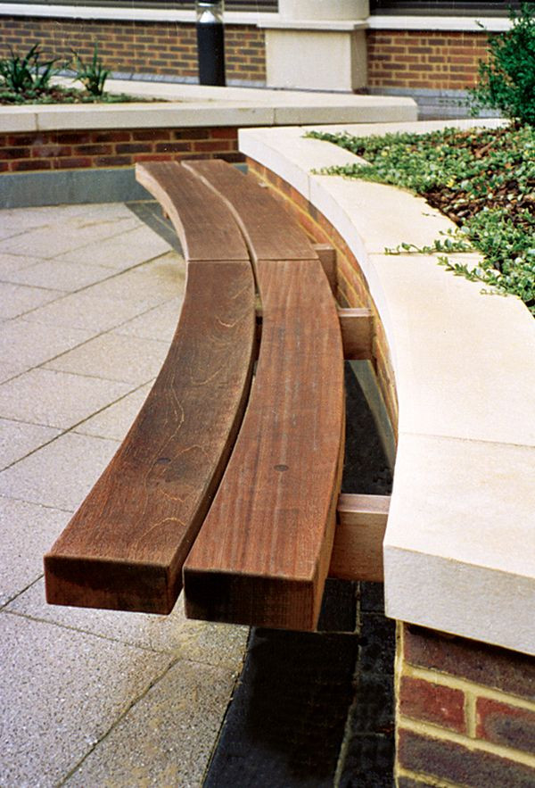 Outdoor Landscape Seating
 Hardwood Timber Seat Type 4 wall seat outdoor seating by