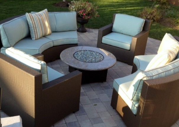 Outdoor Sectional With Firepit
 Granite Oriflamme Gas Fire Pit Furniture Set Antique
