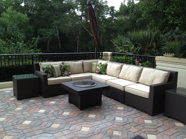 Outdoor Sectional With Firepit
 Outdoor Sofa Set with Gas Fire Pit Table