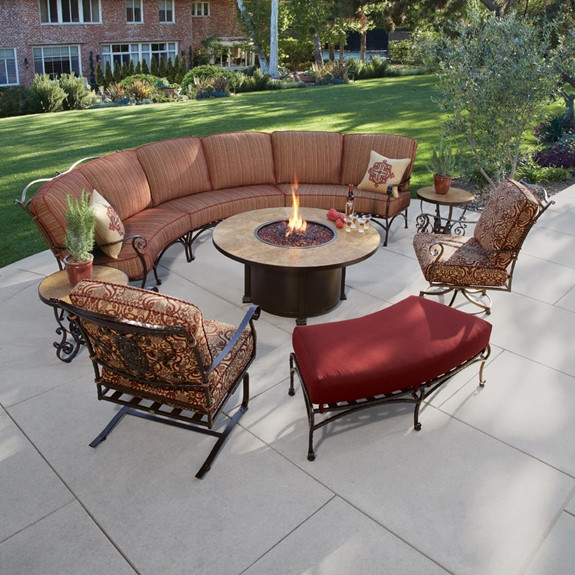 Outdoor Sectional With Firepit
 OW Lee San Cristobal Curved Sectional Set with Fire Pit