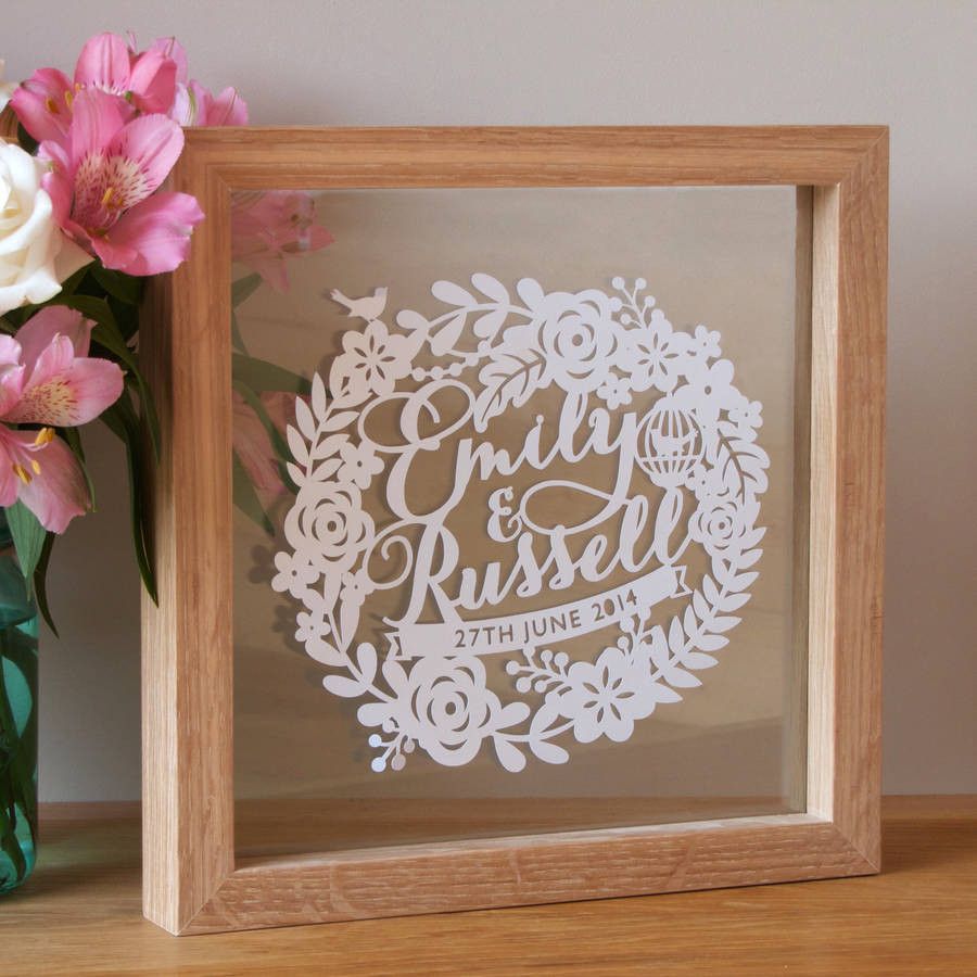 Paper Wedding Anniversary Gift Ideas
 personalised first wedding anniversary papercut by sas