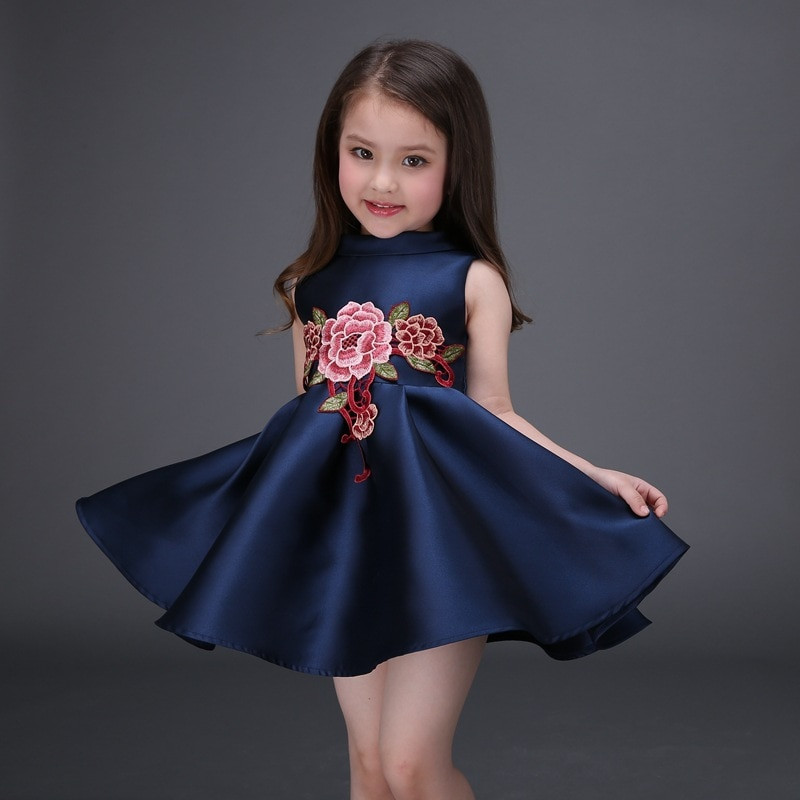Party Dresses For Girl Child
 Girl Dress with Flower Embroidery 2017 Sleeveless Party