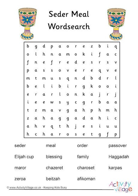 Passover Activities For Sunday School
 Seder Meal Word Search through to the website for