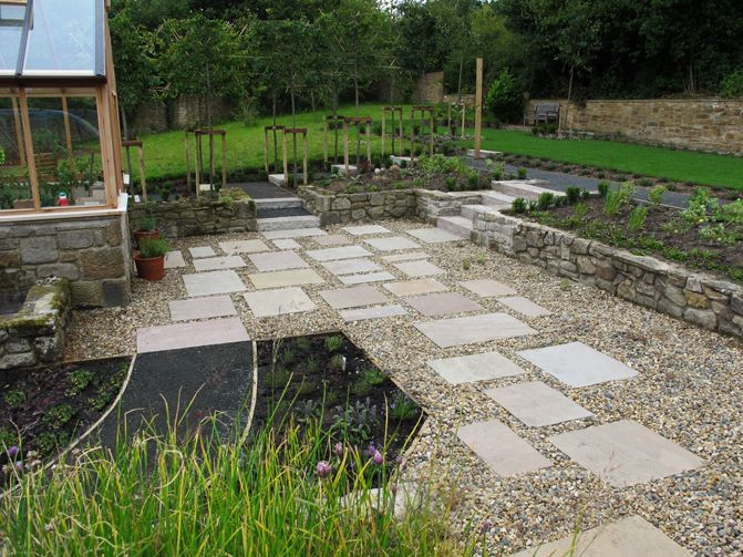 Patio And Landscaping
 Gravel garden with indian sandstone slabs Blaydon