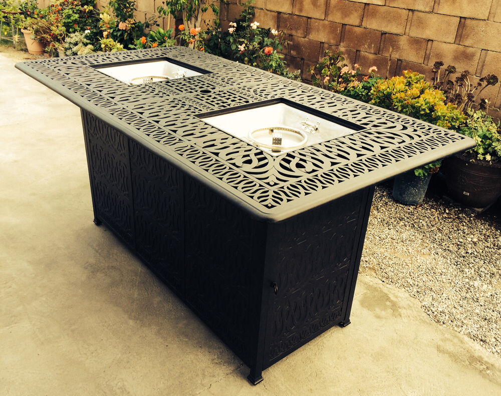 Patio Tables With Fire Pits
 Outdoor Propane Fire Pit bar height double burner table