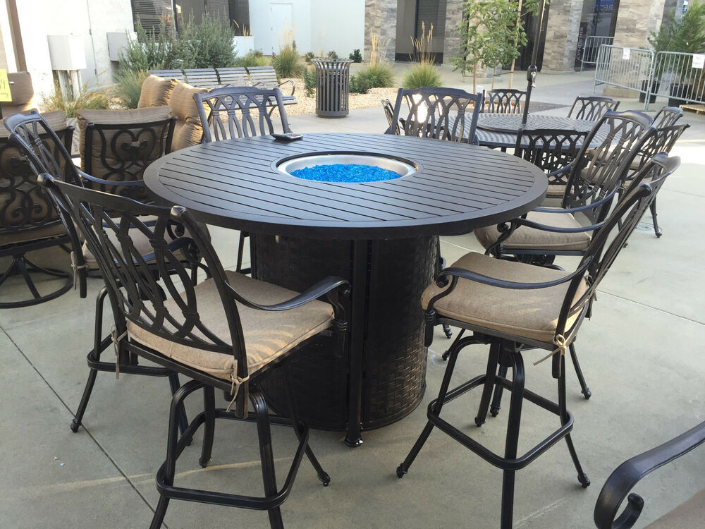 Patio Tables With Fire Pits
 SAN MARCOS 7 Piece Bar Height Patio Set with Fire Pit 71