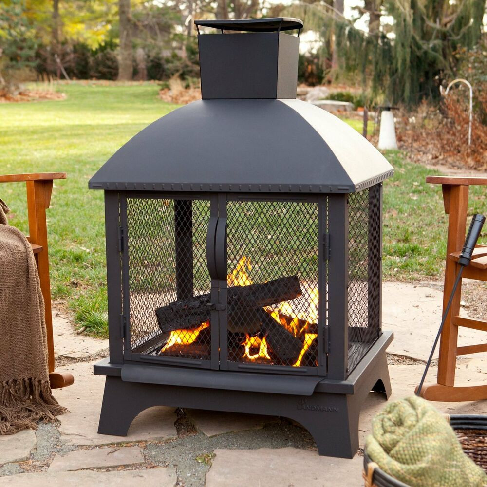 Patio Wood Fire Pit
 Outdoor Wood Fireplace Fire Pit Burning Steel Rustic Patio