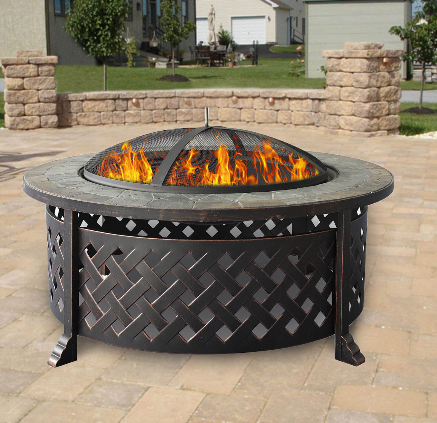 Patio Wood Fire Pit
 Outdoor 34" Firepit Fireplace Deck Fire Pit Heater Metal