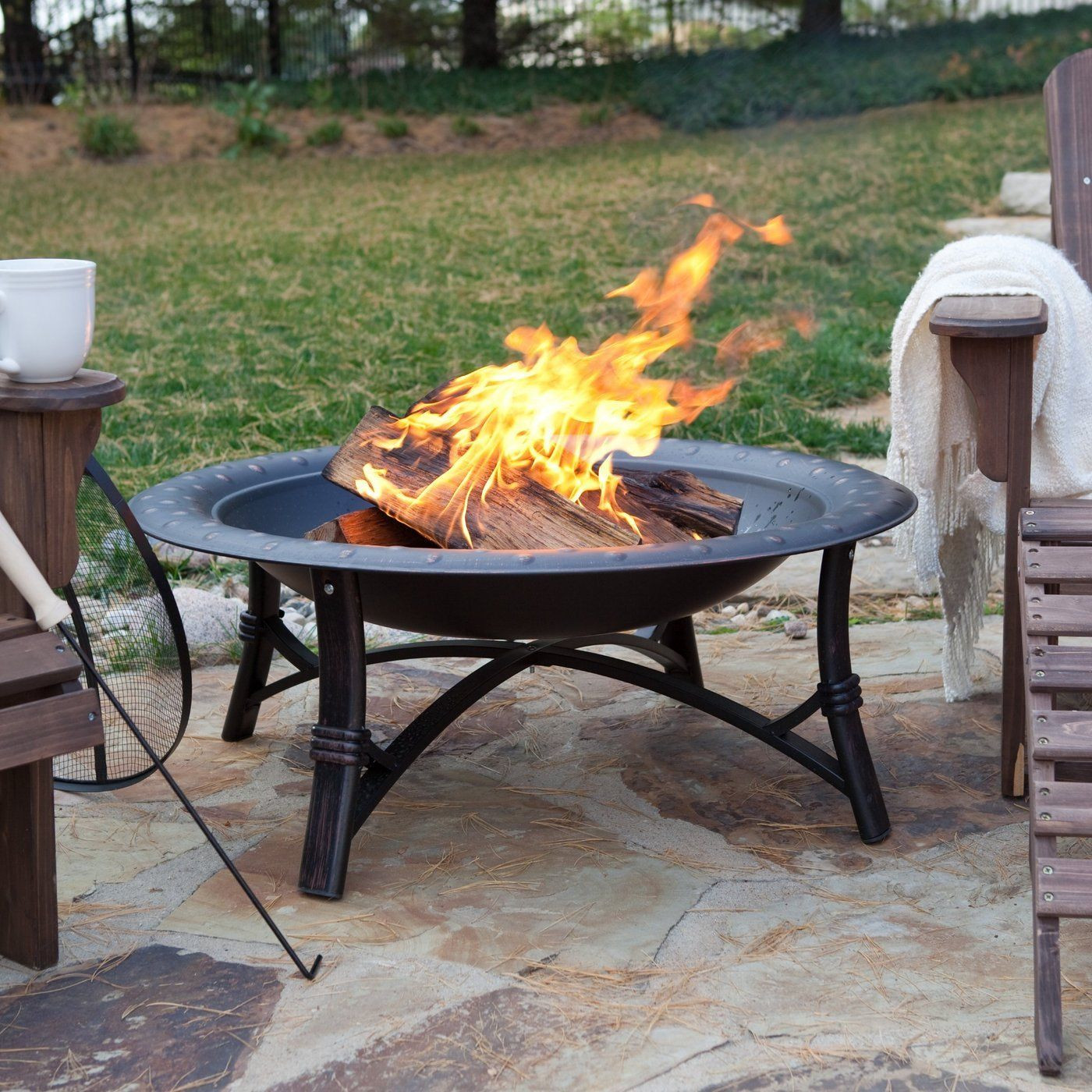 Patio Wood Fire Pit
 Outdoor Fire Pit Wood Burning Rustic Heater Patio Steel