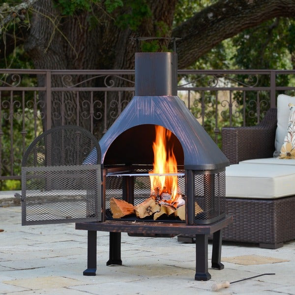 Patio Wood Fire Pit
 Outdoor Patio Fireplace Wood Burning Fire Pit Bronze