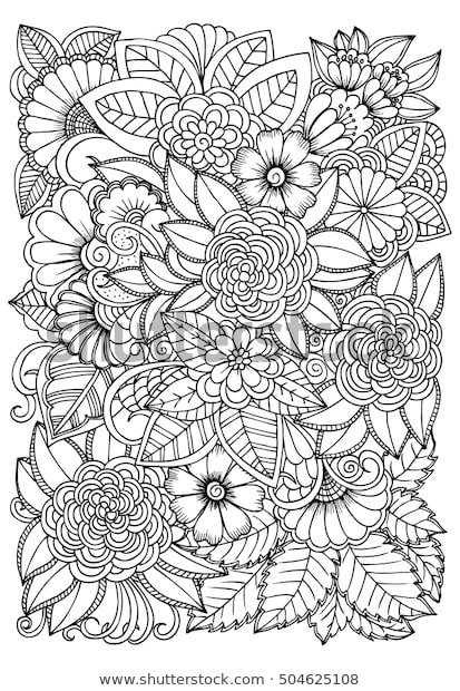 Pattern Coloring Pages For Kids
 Black White Flower Pattern Coloring Doodle Stock Vector