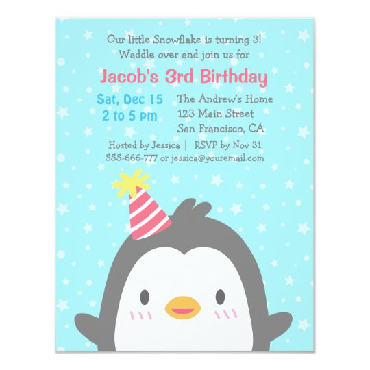 Penguin Birthday Invitations
 Cute Penguin Birthday Party Invitations