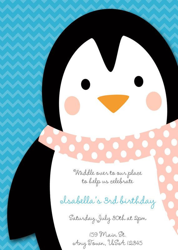 Penguin Birthday Invitations
 Printable Birthday Party Invitation Penguins by