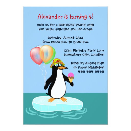 Penguin Birthday Invitations
 Penguin Fun Birthday Party Invitation