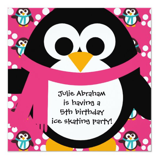 Penguin Birthday Invitations
 Pink Penguin Party Invitation