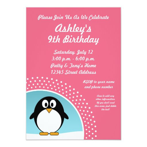 Penguin Birthday Invitations
 Penguin Birthday Party Invitation