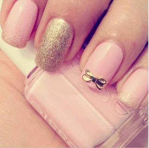 Pink And Gold Glitter Nails
 Gold Glitter And Pink Nails s and