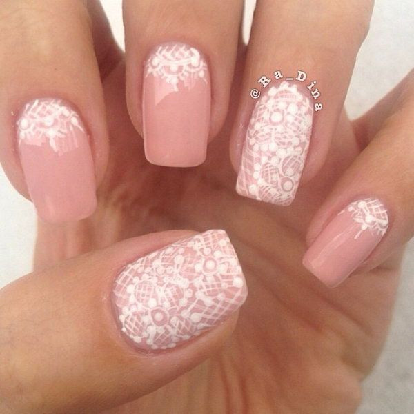 Pinterest Wedding Nails
 Pink Nail with White Lace WEDDING DAY NAILS