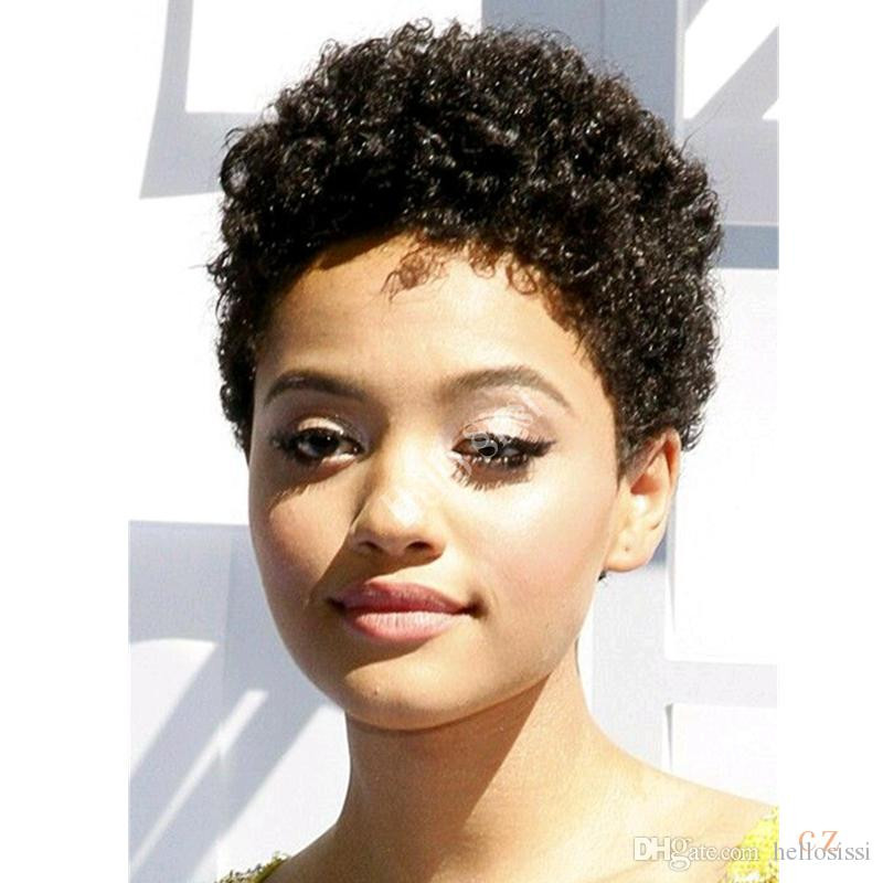 Pixie Cut Natural Hair
 Afro Kinky Curly Celebrity Wig Pixie Cut Glueless Pixie