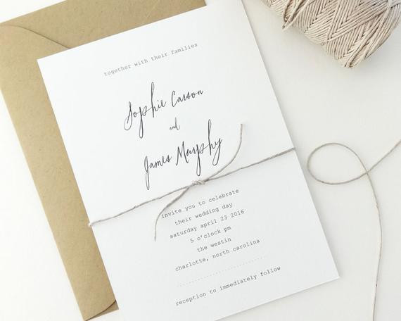 Plain Wedding Invitations
 PAPER SAMPLES Sophie Simple Wedding by augustandwhitedesign