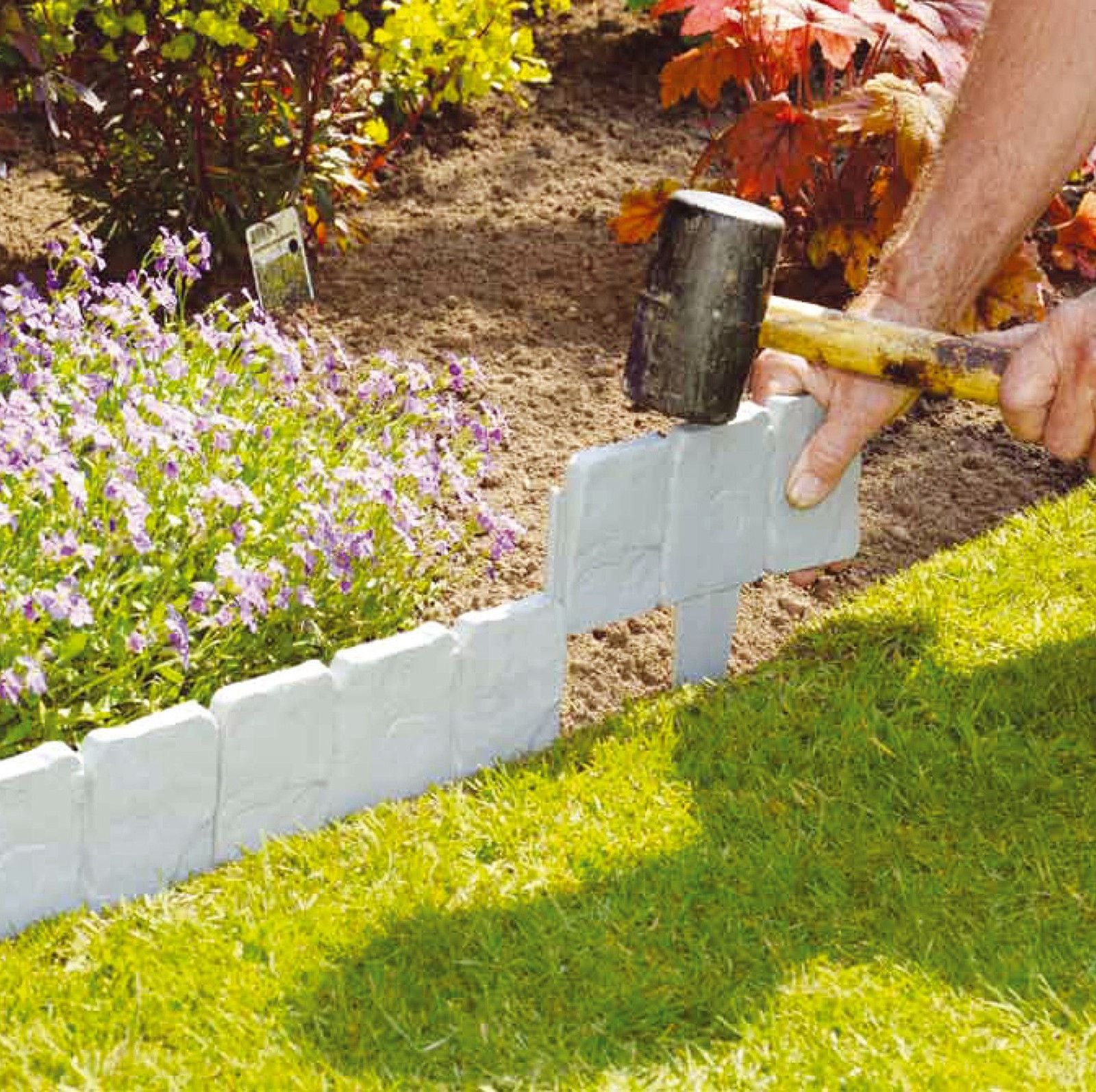 Plastic Landscape Edging
 PLASTIC COBBLED STONE EFFECT GARDEN EDGING HAMMER IN TREE