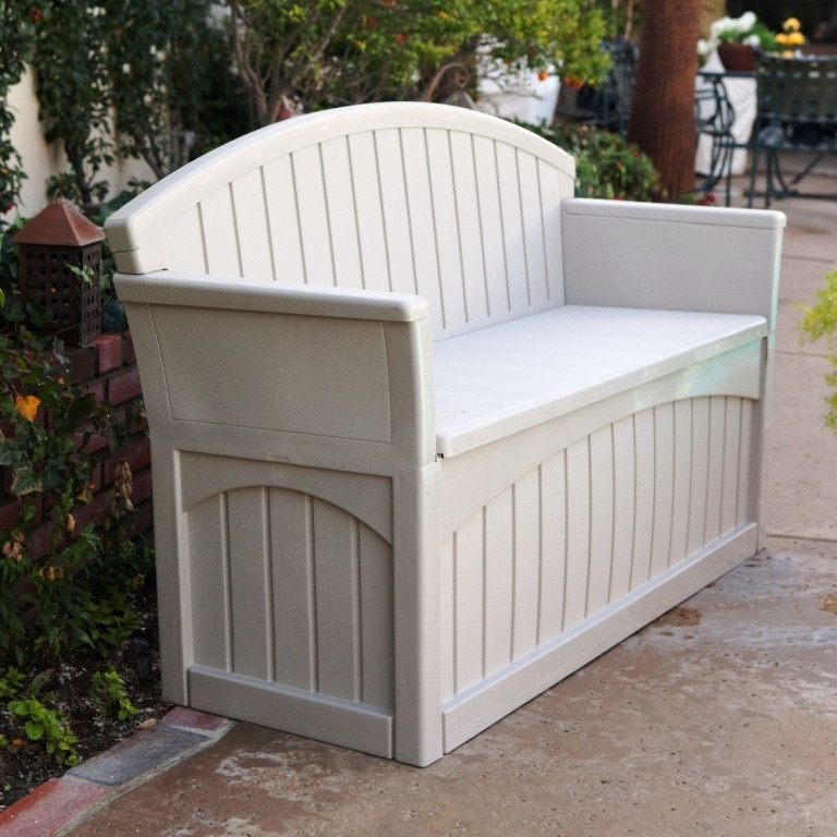 Plastic Storage Bench Seat
 Patio Storage Bench Plastic Box 2 Seats Outdoor Furniture
