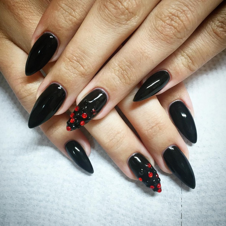 Pointy Nail Styles
 49 Black Nail Art Designs Ideas