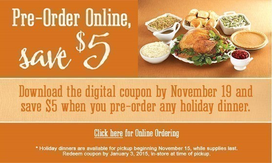 Pre Made Easter Dinner
 Fry’s Pre Order a Holiday Dinner & Save $5 Load to Card