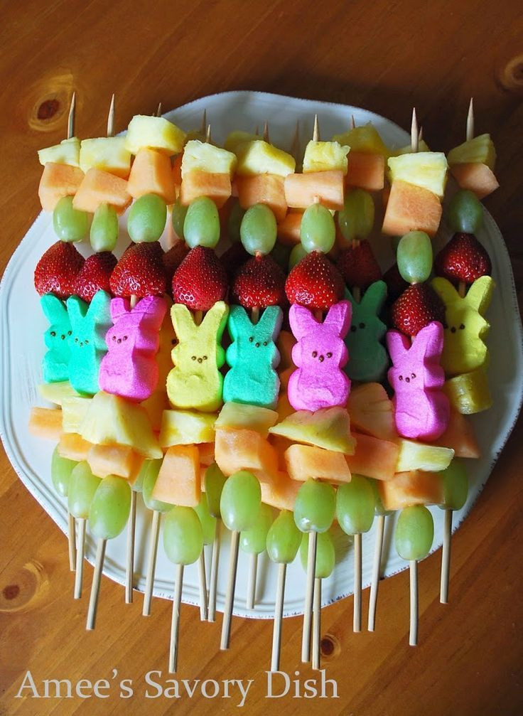 Preschool Easter Party Ideas
 Peep Fruit Kabobs
