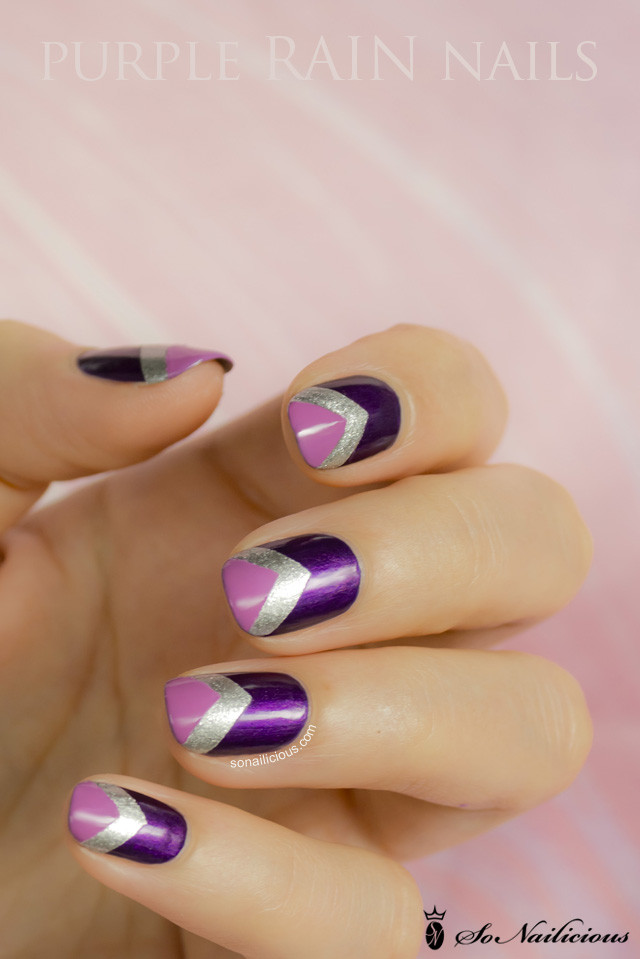 Pretty Purple Nails
 Purple Rain chevron nails 28 days of SoNailicious Nails