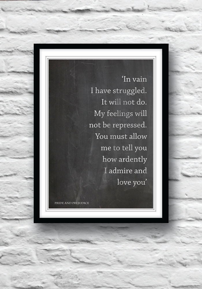 Pride And Prejudice Quotes About Marriage
 Pride and Prejudice Quote poster Anniversary t Wedding