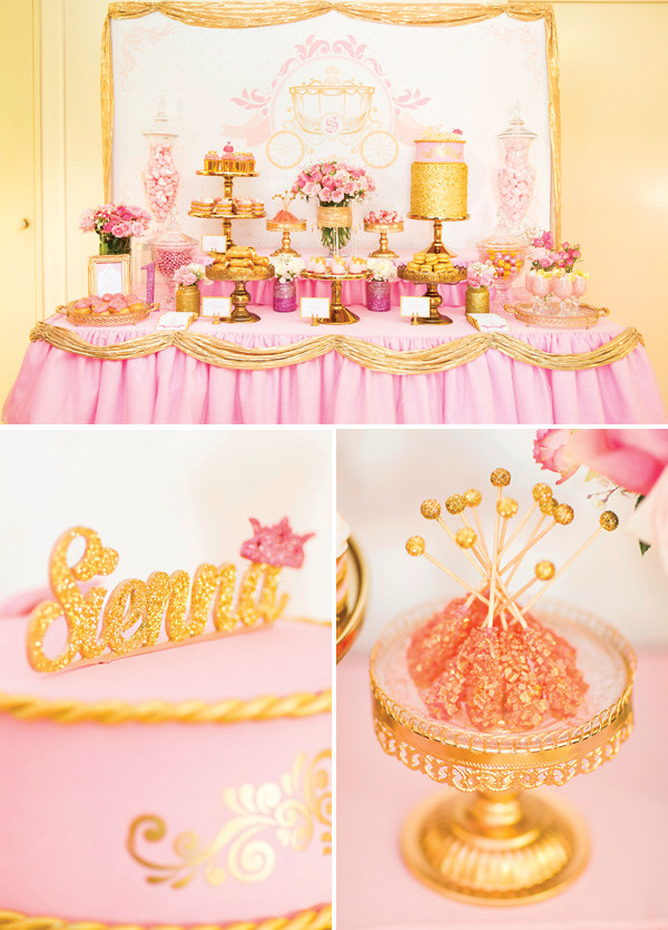 Princess 1st Birthday Decorations
 Royal Princess 1st Birthday Party Dessert Table Pink