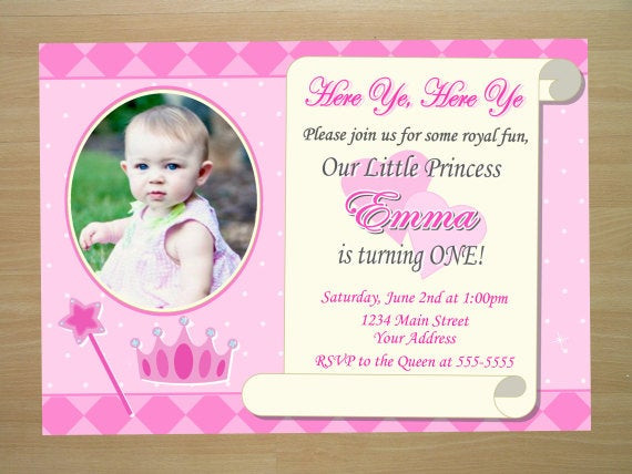 Princess 1st Birthday Invitations
 Princess 1st Birthday Invitation Digital File by