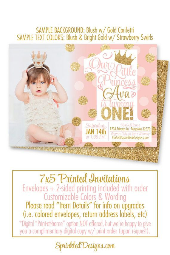 Princess 1st Birthday Invitations
 Princess Birthday Invitations Blush Pink Gold Glitter 1st