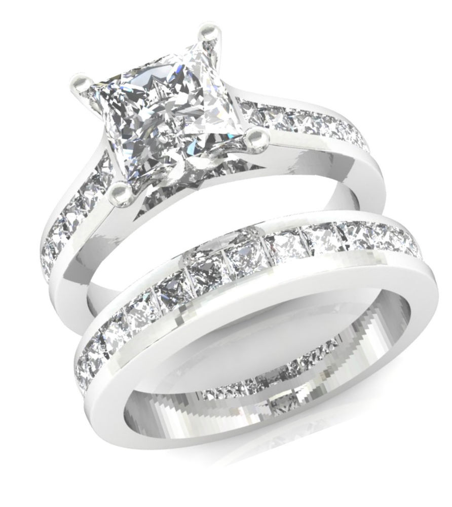 Princess Cut Wedding Rings
 3 2CT PRINCESS CUT CHANNEL SET ENGAGEMENT RING WEDDING