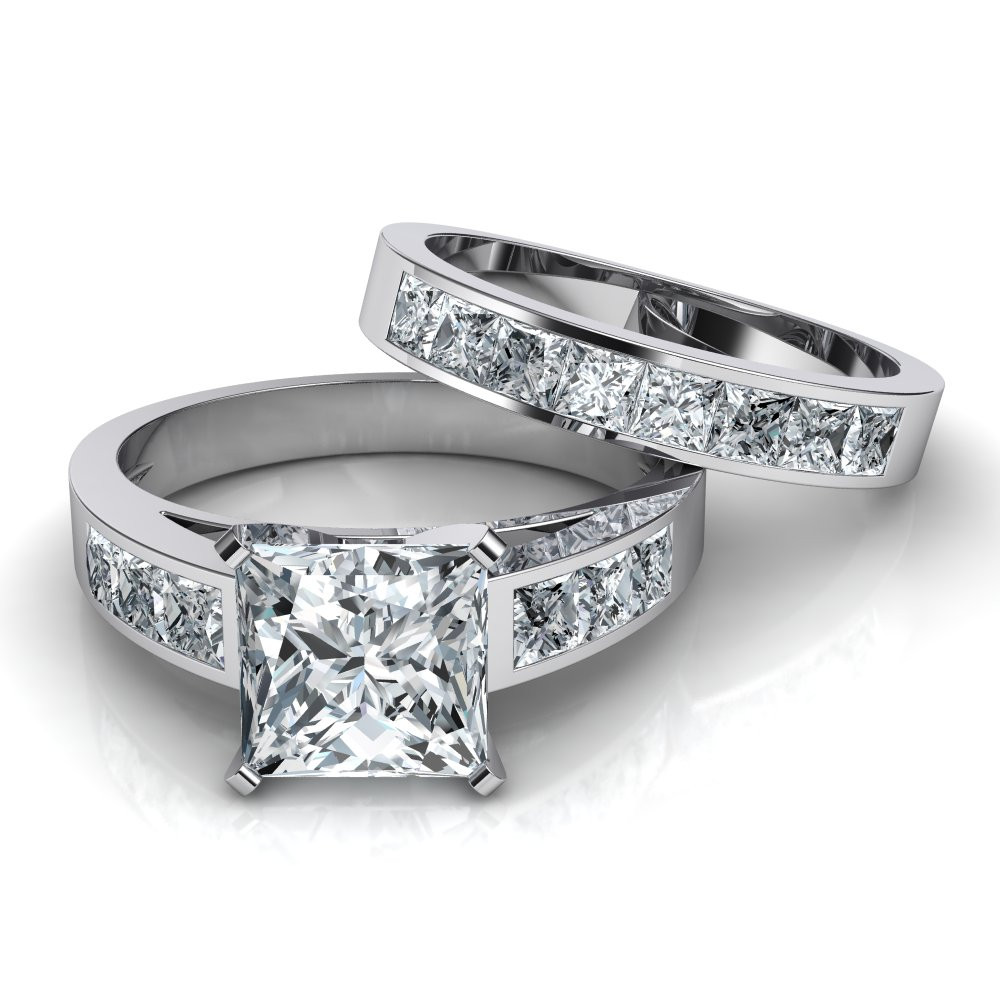 Princess Cut Wedding Rings
 Princess Cut Channel Set Engagement Ring & Wedding Band