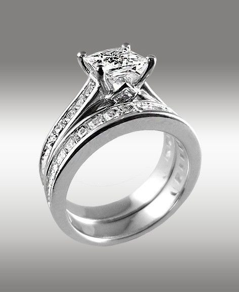 Princess Cut Wedding Rings
 3 66ct Princess Cut Engagement Ring & Matching Wedding