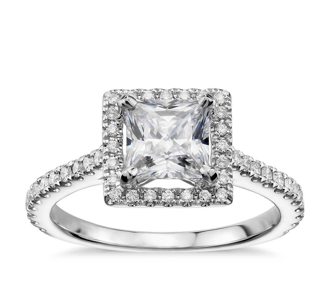 Princess Cut Wedding Rings
 Princess Cut Floating Halo Diamond Engagement Ring in 14k