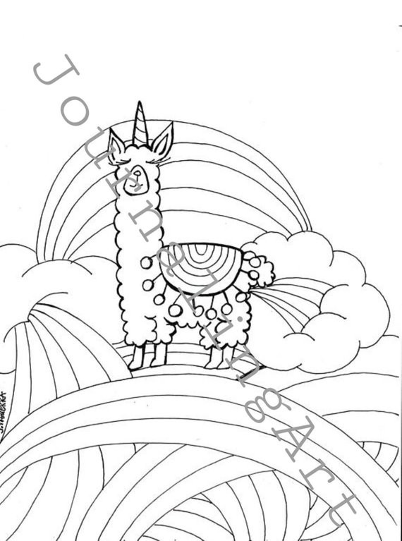 Printable Coloring Pages For Kids.Pdf
 Llamacorn coloring page PDF printable art