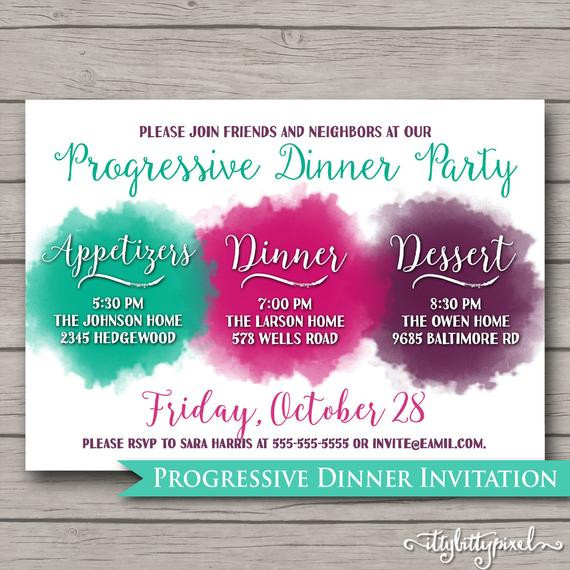 Progressive Dinner Party Ideas
 Progressive Dinner Party Invitation Announcement Card