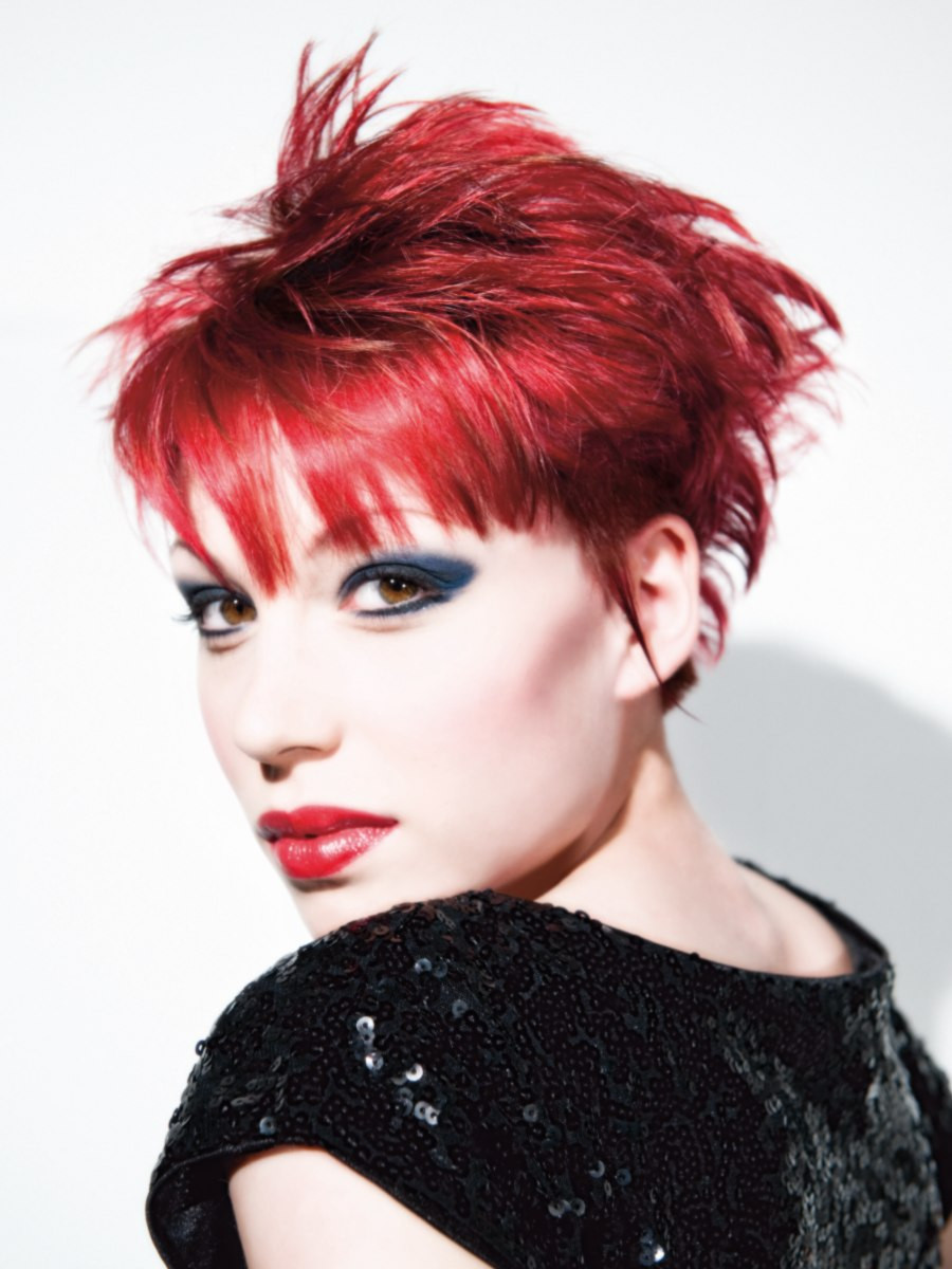 Punky Long Hairstyles
 Punky red hair with spikes and strongly textured ends